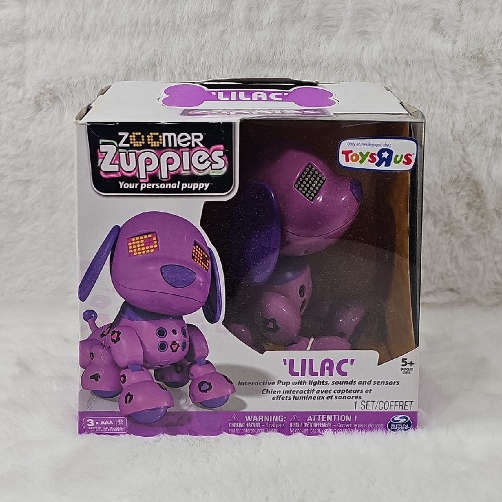 ZOOMER ZUPPIES INTERACTIVE PUPPY BY SPINMASTER 2014 "LILAC" W/LIGHTS SOUNDS